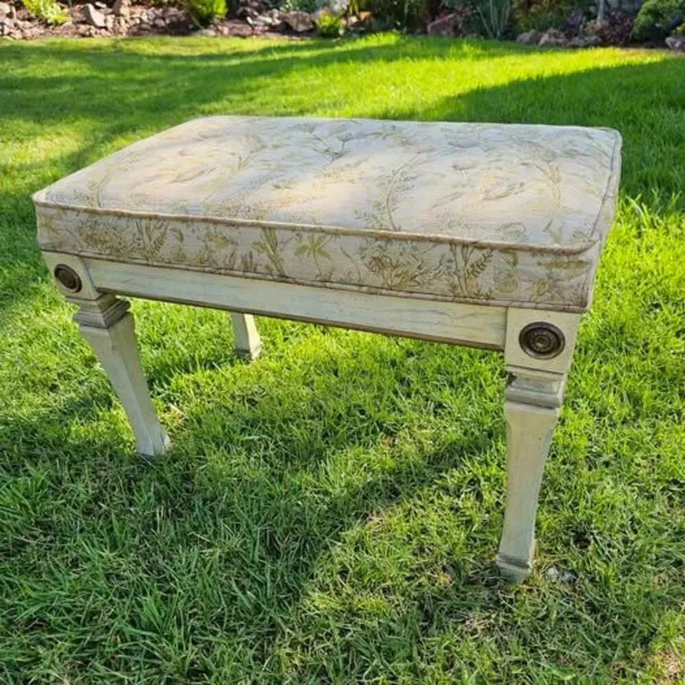 Vintage Floral Tapestry Vanity Bench